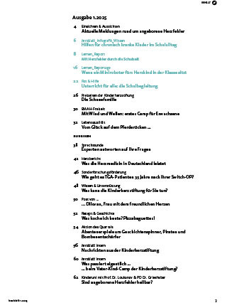 herzblatt Ausgabe 1/25 Inhaltsverzeichnis
