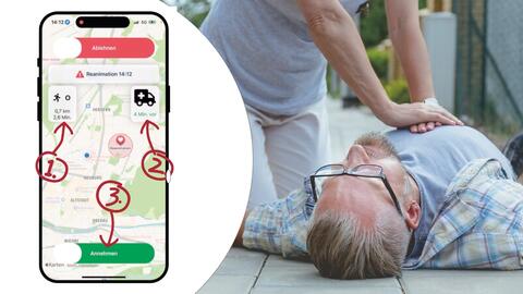 Bild von einer Frau, die die Wiederbelebung durchführt